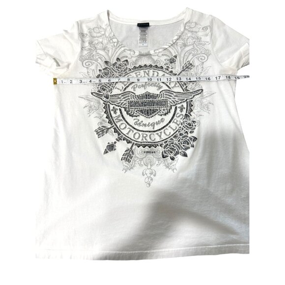 Harley-Davidson Legendary Womens White Short-Sleeve Top Rockstar Fort Myers Sz M - Picture 5 of 7